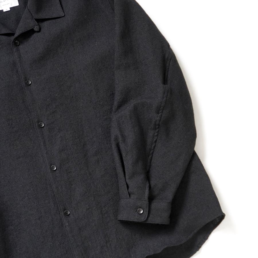 STILL BY HAND スティルバイハンド / SH03264 - BLACK リネン／ウール オープンカラー オーバーシャツ | STILL BY HAND | 03
