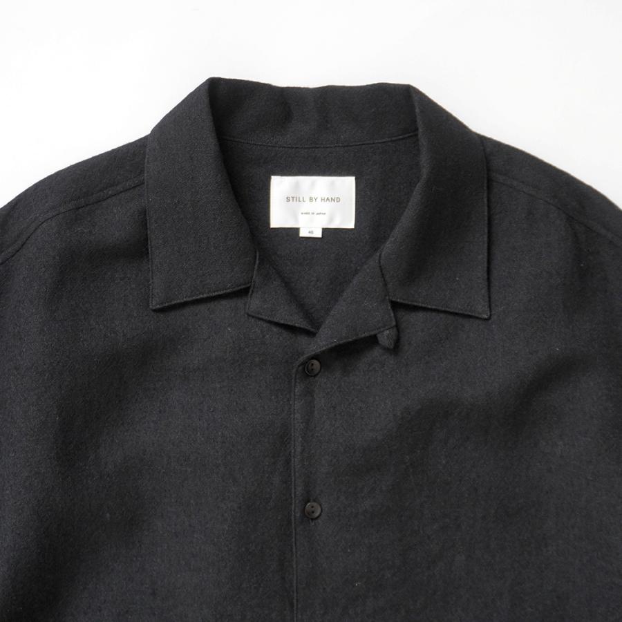 STILL BY HAND スティルバイハンド / SH03264 - BLACK リネン／ウール オープンカラー オーバーシャツ | STILL BY HAND | 02