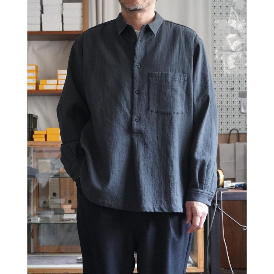 STILL BY HAND スティルバイハンド / SH02264 - BLUE CHARCOAL コットン／ウール プルオーバーシャツ | STILL BY HAND | 10