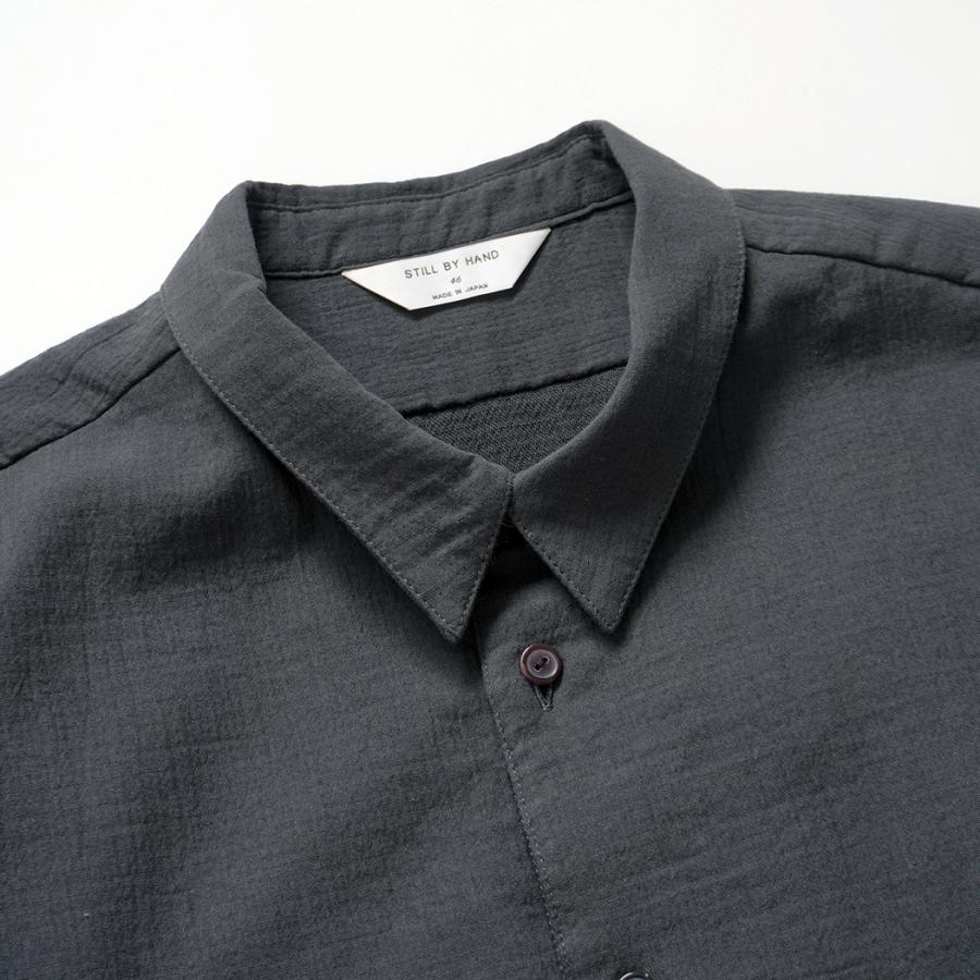 STILL BY HAND スティルバイハンド / SH02264 - BLUE CHARCOAL コットン／ウール プルオーバーシャツ | STILL BY HAND | 02