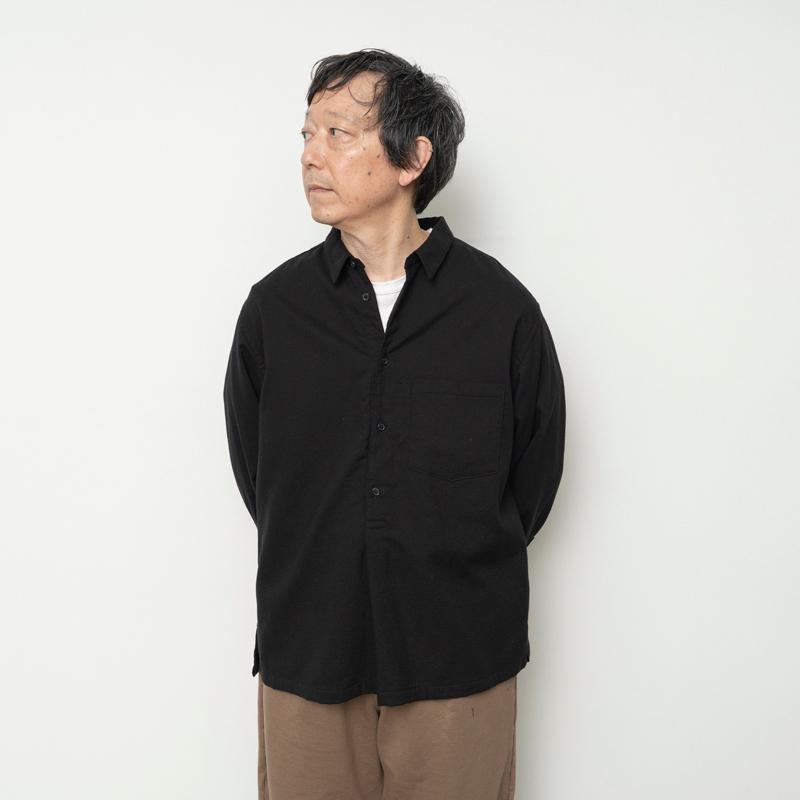 STILL BY HAND スティルバイハンド / SH02264 - BLUE CHARCOAL コットン／ウール プルオーバーシャツ | STILL BY HAND | 05