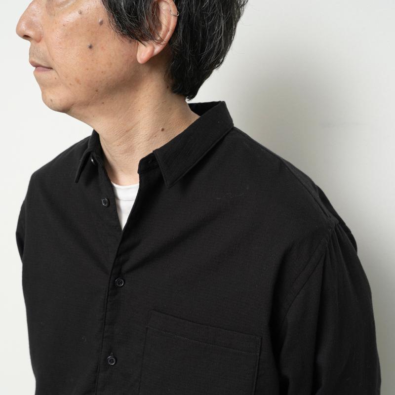 STILL BY HAND スティルバイハンド / SH02264 - BLUE CHARCOAL コットン／ウール プルオーバーシャツ | STILL BY HAND | 06