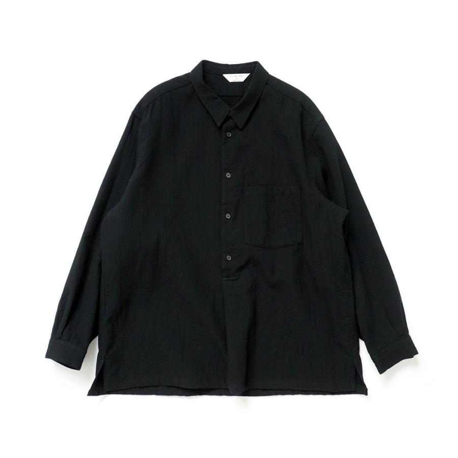 STILL BY HAND スティルバイハンド / SH02264 - BLACK コットン／ウール プルオーバーシャツ | STILL BY HAND