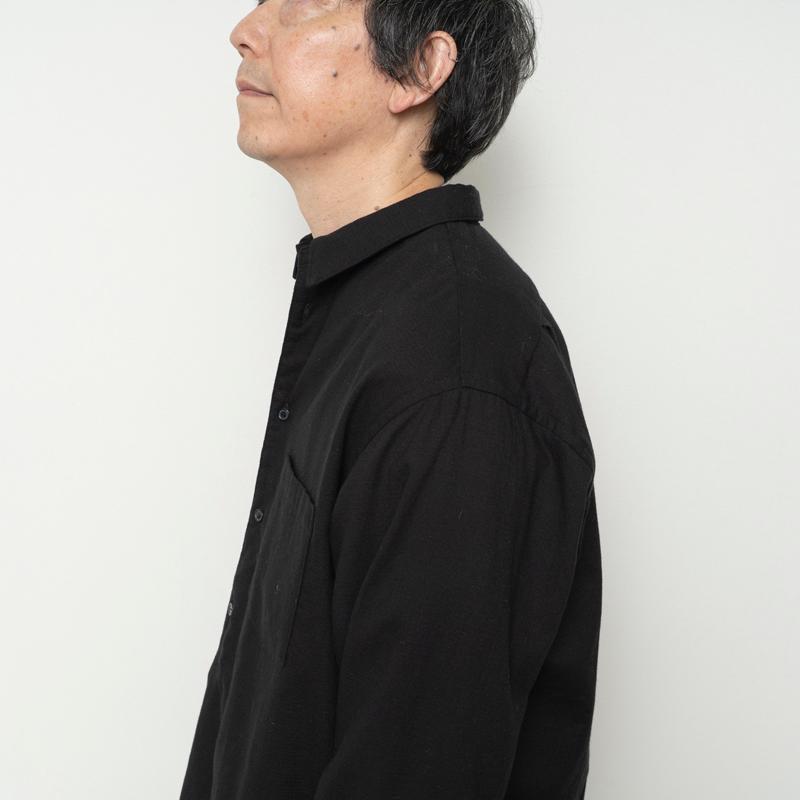 STILL BY HAND スティルバイハンド / SH02264 - BLACK コットン／ウール プルオーバーシャツ | STILL BY HAND | 07