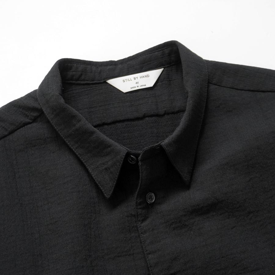 STILL BY HAND スティルバイハンド / SH02264 - BLACK コットン／ウール プルオーバーシャツ | STILL BY HAND | 02