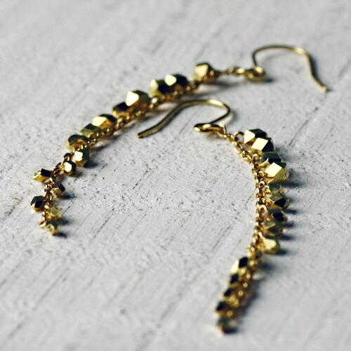 【廃番商品】hirondelle et pepin（イロンデールエペパン） / k18 hp-332  玉切り子 フック ピアス（両耳タイプ） | hirondelle