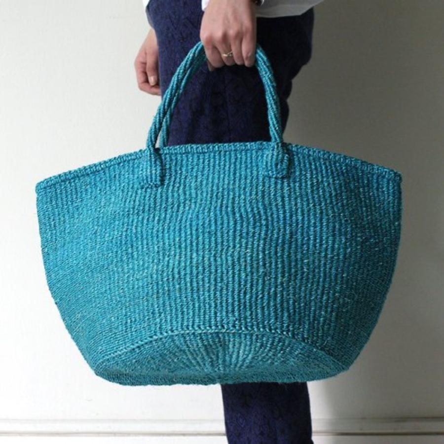 サイザル カゴバッグ ラウンド M / K1104-87 - ターコイズ レディース カゴバッグ 12インチ |  | 02