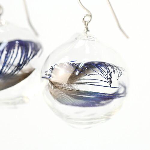 【廃番商品】moca.arpeggio（モカ アルペジオ） / GFP-1 Feather フェザー グラスボール ピアス - ブルー レディース ギフト プレゼント 贈り物 アクセサリ… | ブルー（ファッション） | 01