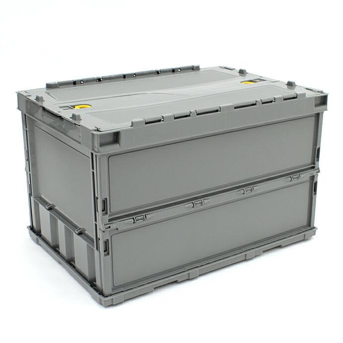 TRUSCO（トラスコ）薄型折りたたみコンテナ 50Lロックフタ付 グレー TR-C50B-GY | 