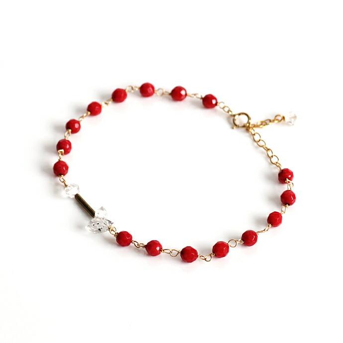 cocozelle（ココゼル） / COB-02 crystal ブレスレット - 珊瑚 レディース ギフト プレゼント 記念日 アクセサリー ジュエリー 20代 30代 40代 … | 