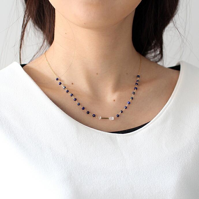 cocozelle（ココゼル） / CON-05 crystal backlace ネックレス - ラピスラズリ レディース ギフト プレゼント 記念日 アクセサリー ジュエリー … | ラピスラズリ