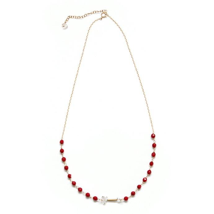 cocozelle（ココゼル） / CON-06 crystal backlace ネックレス - 珊瑚 レディース ギフト プレゼント 記念日 アクセサリー ジュエリー 20代 30… |  | 01