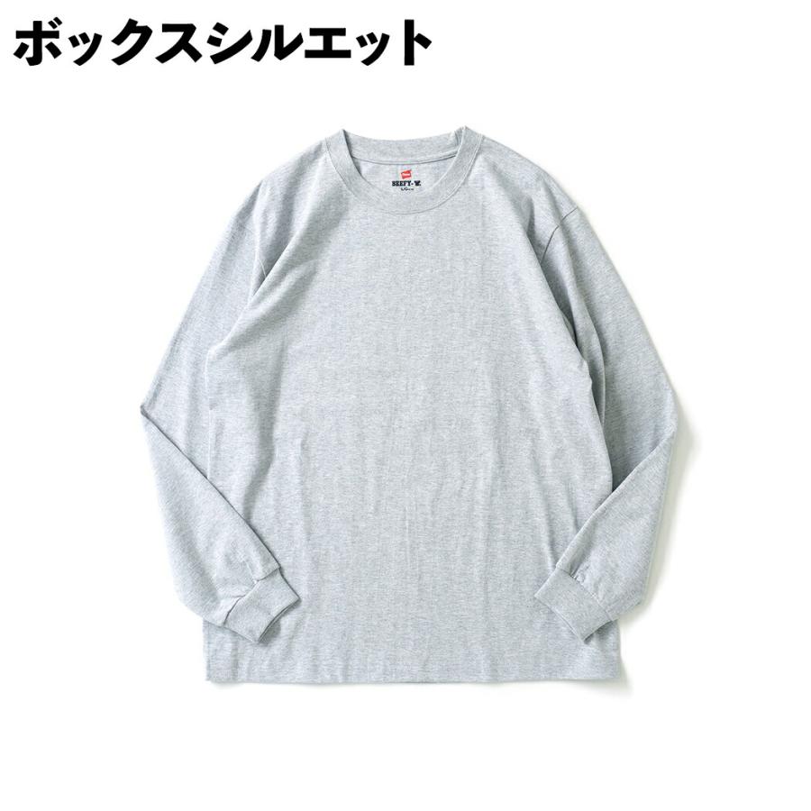 Hanes ヘインズ / BEEFY-T ビーフィー 長袖Tシャツ H5186 全4色 #010 ホワイト #060 ヘザーグレー #081 ダークグレー #090 ブラック M L XL ロングスリーブ ロ… | Hanes | 04