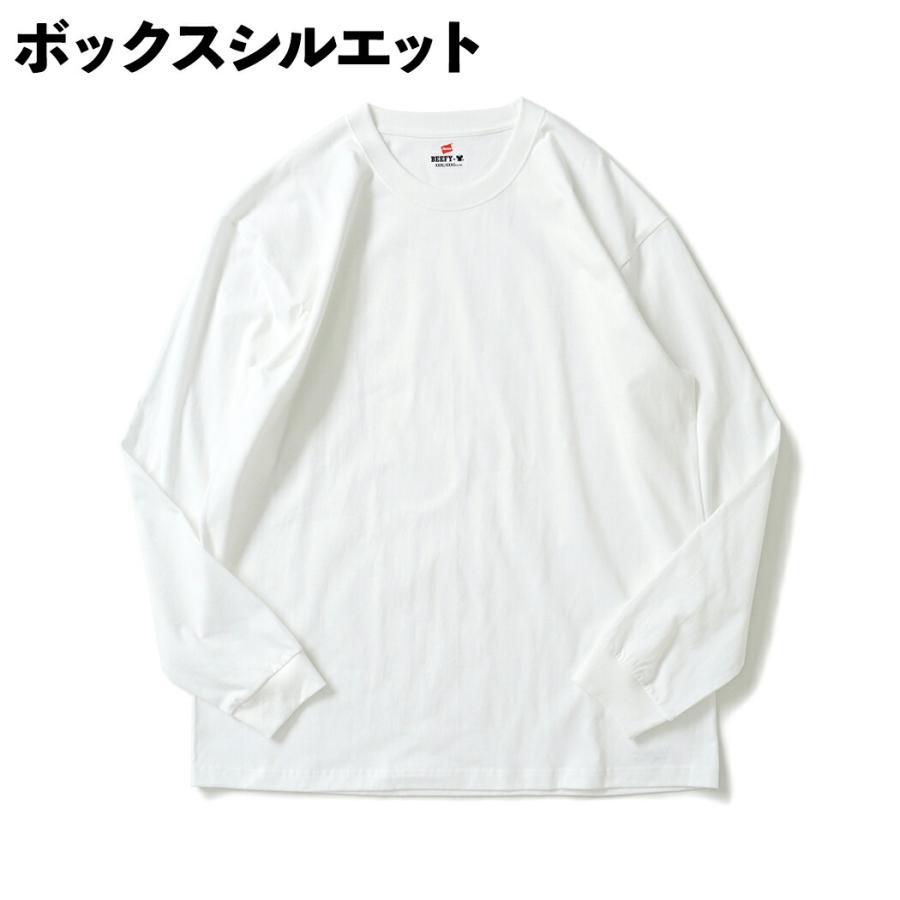 Hanes ヘインズ / BEEFY-T ビーフィー 長袖Tシャツ 大きいサイズ H5186L XXL XXXL 全2色 #010 ホワイト  #090 ブラック 2XL 3XL ロングスリーブ ロンT 白T | Hanes | 04