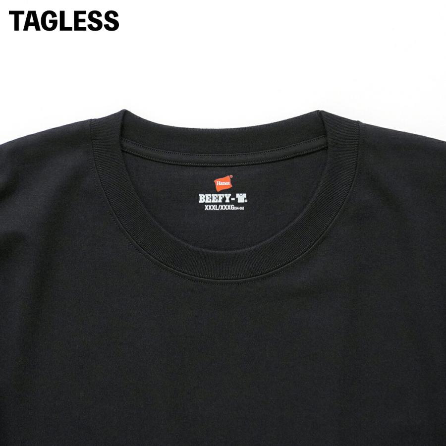 Hanes ヘインズ / BEEFY-T ビーフィー 長袖Tシャツ 大きいサイズ H5186L XXL XXXL 全2色 #010 ホワイト  #090 ブラック 2XL 3XL ロングスリーブ ロンT 白T | Hanes | 09