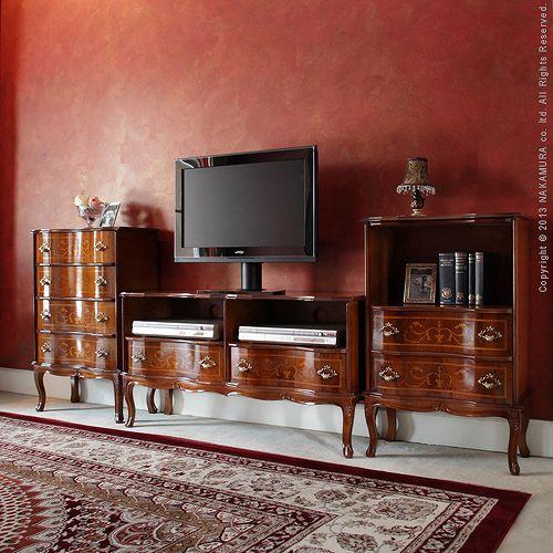 イタリア 家具 ヴェローナクラシック 猫脚2段オープンチェスト W58cm