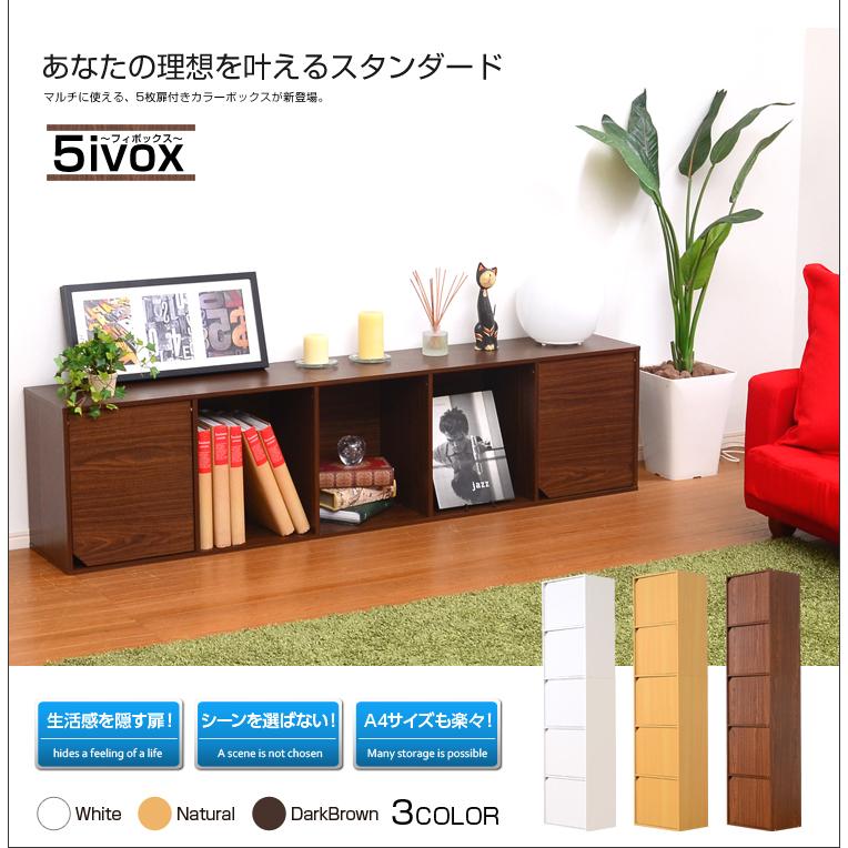 A4サイズ収納OK！扉付きカラーボックス【-5ivox-フィボックス