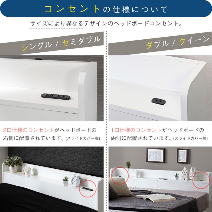 RUES【ルース】棚・コンセント付き収納ベッドホワイト シングル RUES【ルース】棚・コンセント付き収納ベッドホワイト シングル