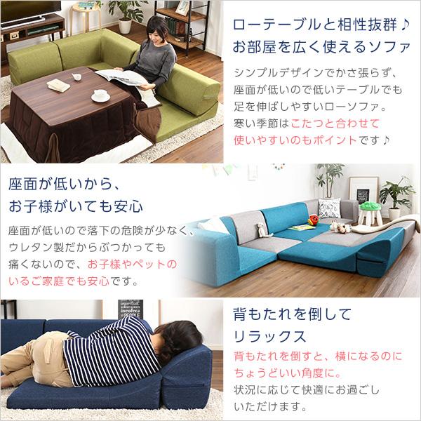 コーナーフロアソファ ロータイプ ファブリック 3人掛け(5色 コーナーフロアソファ ロータイプ ファブリック 3人掛け(5色