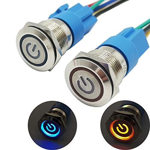 CESFONJER 2個の金属ラッチプッシュボタンスイッチ、ワイヤー CESFONJER 2個の金属ラッチプッシュボタンスイッチ、ワイヤー