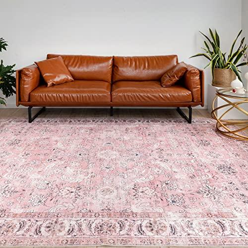 u-living カーペット 3畳 ペルシャ絨毯風 ラグ 洗える 200X250CM 花柄 オールシーズ 軽量 ピンク 滑り止め 防ダニ 防臭 ...