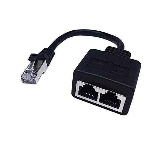 CERRXIAN RJ45 CAT6 1対2メスソケットポートLANイーサネットネットワークスプリッタカプラアダプタケーブル（20CM ...