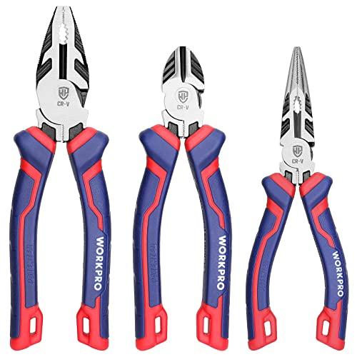 WORKPRO ペンチセット プライヤーセット 3本セット 強力ペンチ ラジオペンチ 斜めカットプライヤー 強力ニッパー 家庭工事 自働車修理 ...