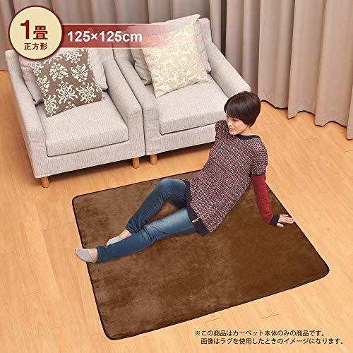 ライフジョイ 日本製 ホットカーペット 1畳 正方形 グレー 125cm