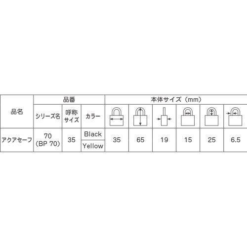 日本ロックサービス ABUS アクアセーフ 70シリーズ 35mm BP 70/35 BLACK ブラック｜eiai｜03
