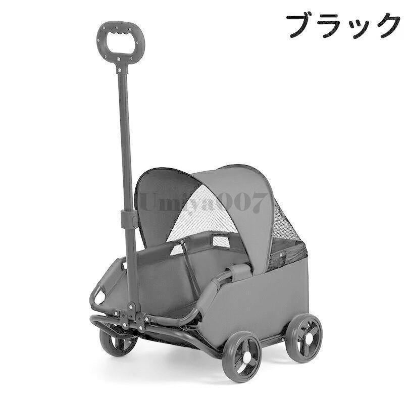 ペットカート 犬用カート ペットベビーカー 犬 猫ケージベビーカー 小型犬 折りたたみ犬ワゴンカート 大型コックピット 猫犬兼用 360°回転 軽量 組み立て_2