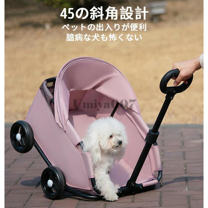 ペットカート 犬用カート ペットベビーカー 犬 猫ケージベビーカー 小型犬 折りたたみ犬ワゴンカート 大型コックピット 猫犬兼用 360°回転 軽量 組み立て_9