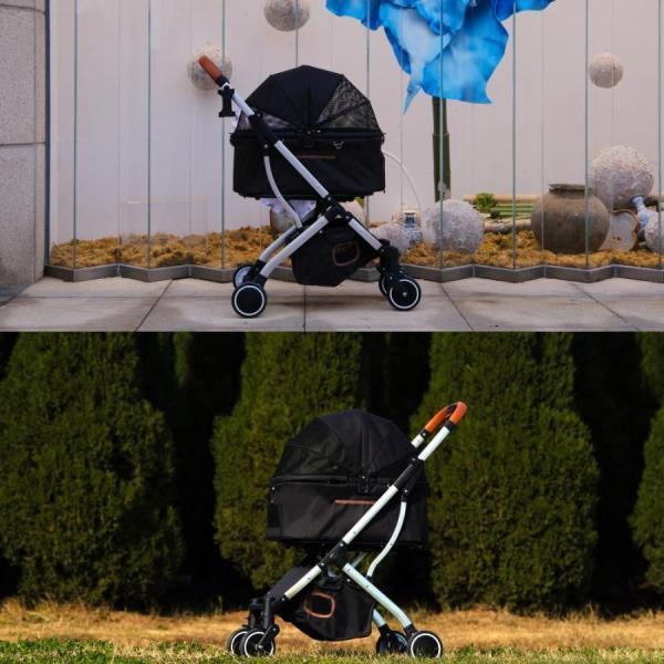 【超軽量】ペットカート分離型 取り外し可能 アルミニウム 中型犬 小型犬 多頭用 折りたたみ 犬カート 自立 ストッパー付き