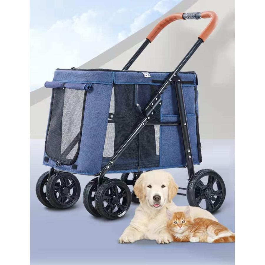 ペットカート 犬用 キャリーカート犬用ベビーカー ペットバギー 折りたたみ式 犬 カート大型犬 多頭中小型犬?猫折りたたみ ペットベビーカー犬のキャリーカート_1