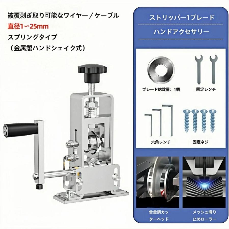 ワイヤーストリッパー 手動剥線機 Φ1-25mm対応 電線皮むき工具