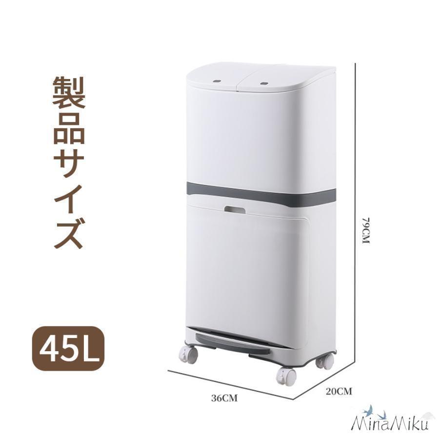 ゴミ箱 おしゃれ 分別ごみ箱 分別2段 縦型 省スペース 45リットル 