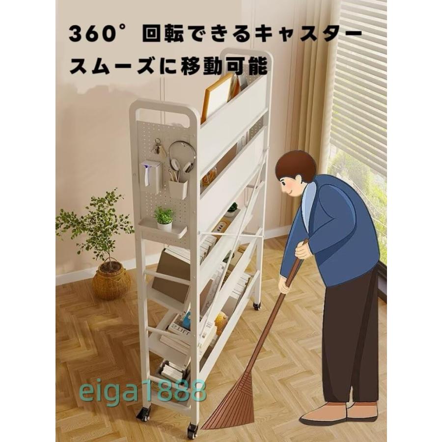 ブランド登録なし - モビール式多層納める仕合わせ オーペンシェルフ マルチ仕合わせ ペグボード / 有孔ゲーム盤付 書物棚 キャスター付 手あそび / 御厨子所装具納める 夕めし手押し車
