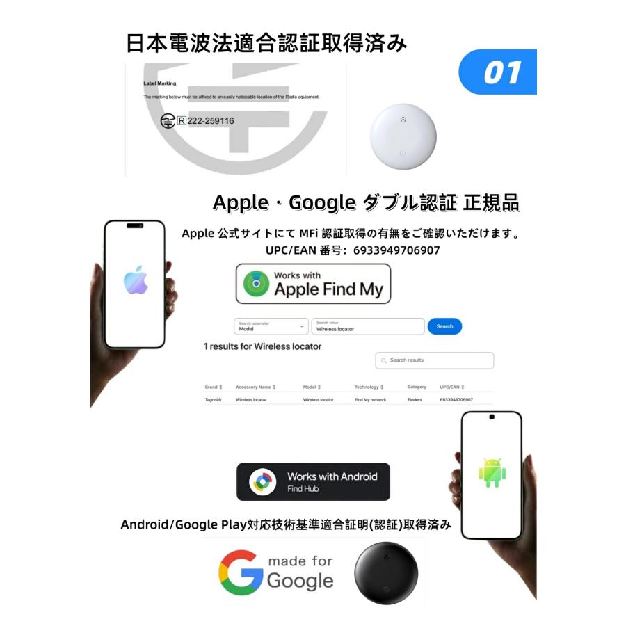 Apple認証/Android認証】スマートタグ GPS 子供見守り 月額不要 Apple
