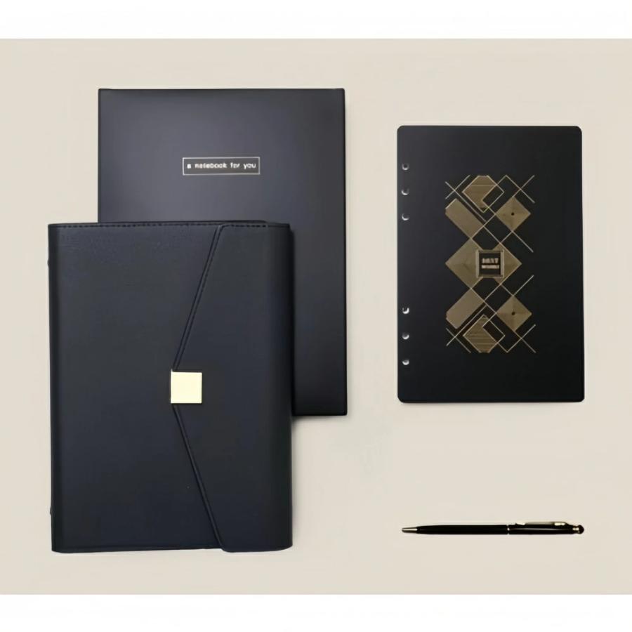 高級PUレザー A5リングバインダー ビジネス会議用ノート ノートブック