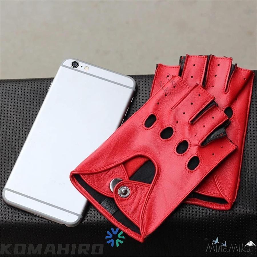 メンズレザーフィンガーレスグローブ ファッションレザーグローブ