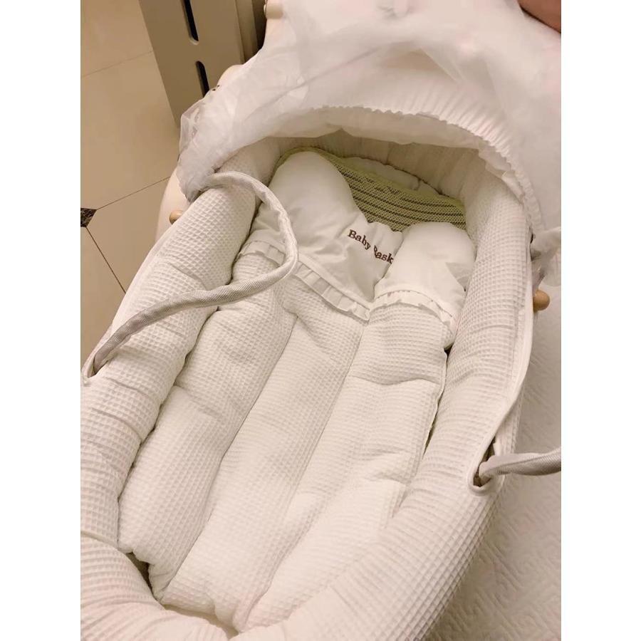 ベビーバスケット ベビー用クーファン ゆりかご 敷きふとん付き 木製