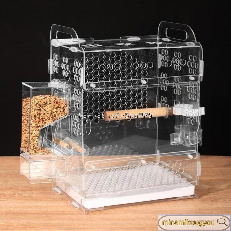 鳥かご ケージ ペット用品 アクリル プラスチック スライド 扉 鳥 小型