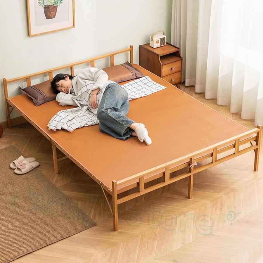 竹庭 組立不要 天然竹製 折りたたみベッド シングル 幅80cm 折りたたみベッド 天然竹製 ベッドフレーム 横幅80/100/120/150cm