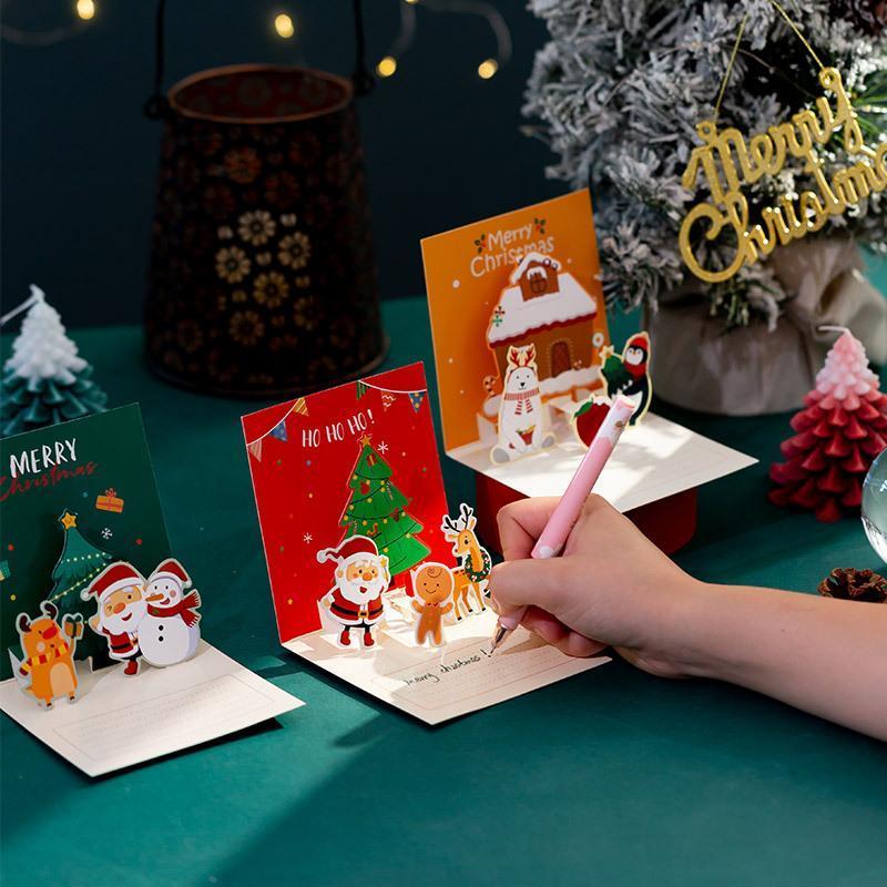 海外購入品 クリスマスカード メッセージカード 5点セット 新年カード 3D 立体 五枚セット 挨拶カード メッセージカード