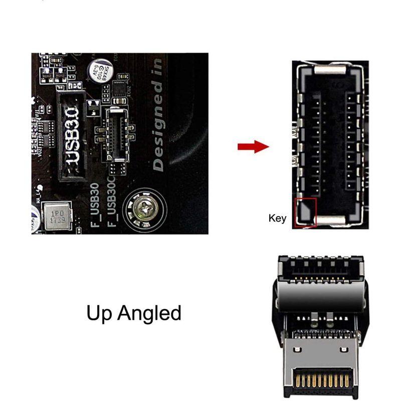 50%OFF Cablecc USB 3.0 20ピン オス-メス 延長アダプター 上下向き90度 マザーボード用 上向き 