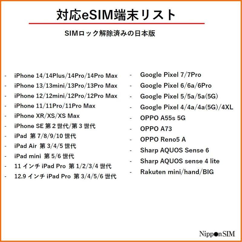 新作商品新作商品eSIM端末専用Nippon ESIM For Japan 日本国内用 180日間 30GB  (容量を使い切っても利用期間内は最大128kb SIMカード