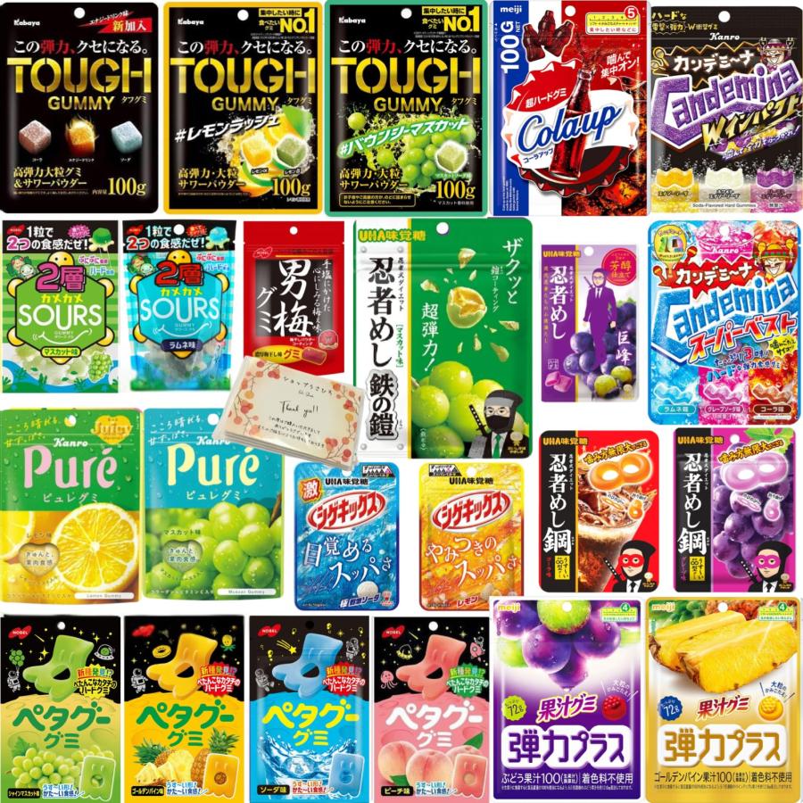 カミシモJIGの8本セット 人気 ハード グミ 詰め合わせ ランダム 10種 計 10個 タフグミ 忍者