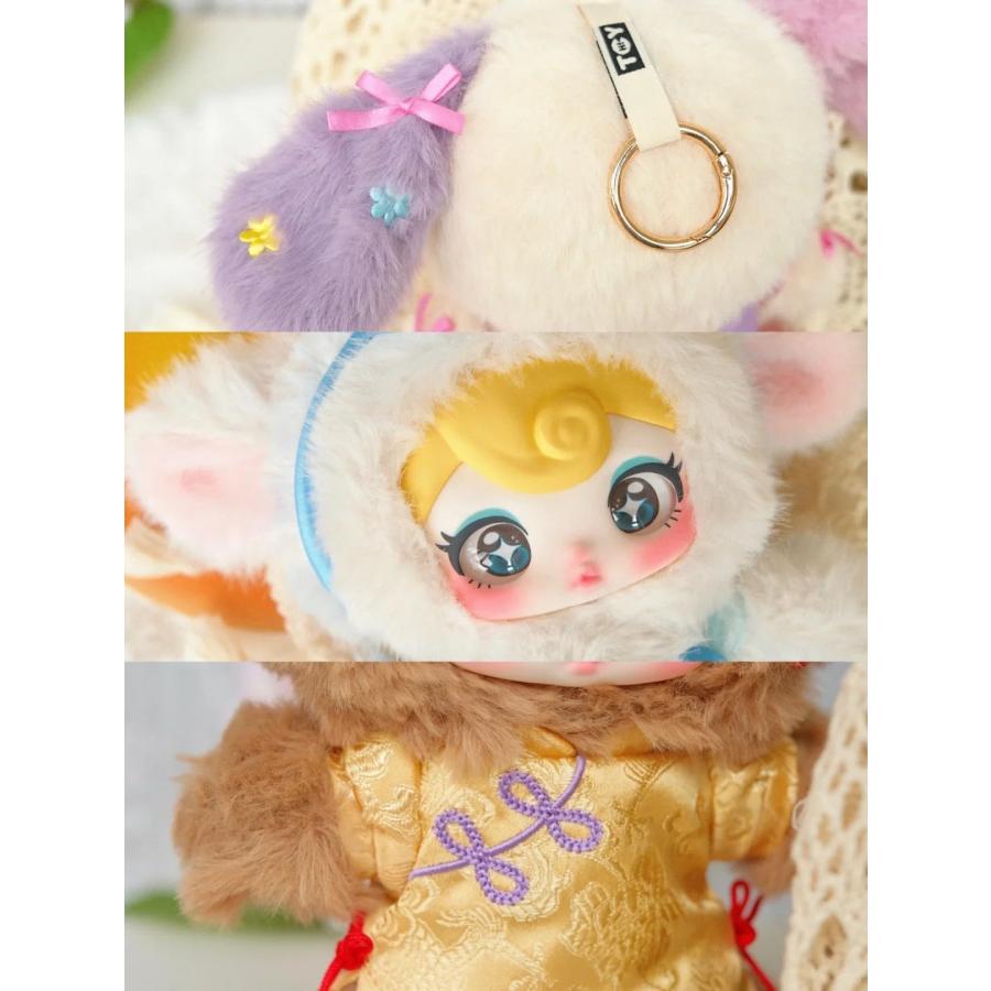 ラブブ(正規品)のマスコットキーホルダー ラブブ ぬいぐるみマスコットキーホルダー白＆定規6本セット
