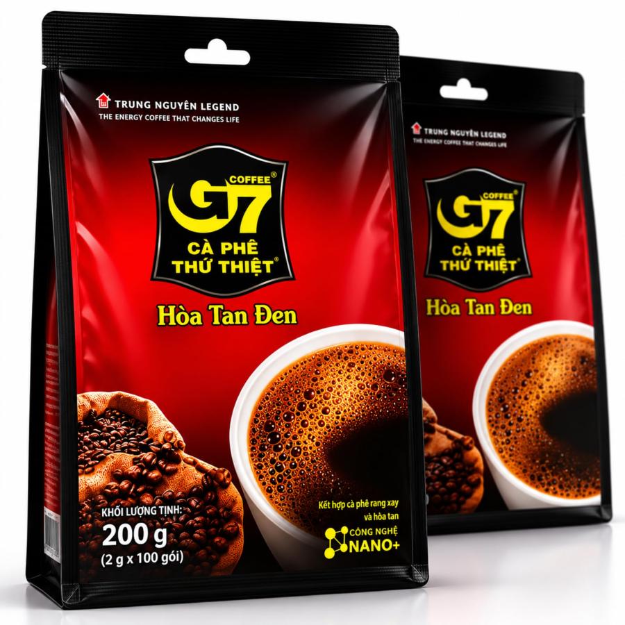 mama　ベトナムG７ブラックインスタントコーヒー2g×600袋 ACNTECH G7 ブラックコーヒー 無糖 2g×100本×2袋 ベトナムコーヒー