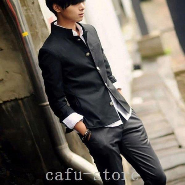 上下セット学生服黒ウール50%ポリエステル50%￥/ラウンド襟詰襟A体 