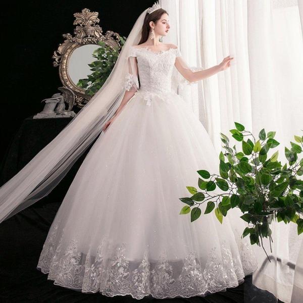 ウエディングドレス オフショルダー 結婚式ドレス 袖あり ロング ウエディングドレス オフショルダー 結婚式ドレス 袖あり ロング